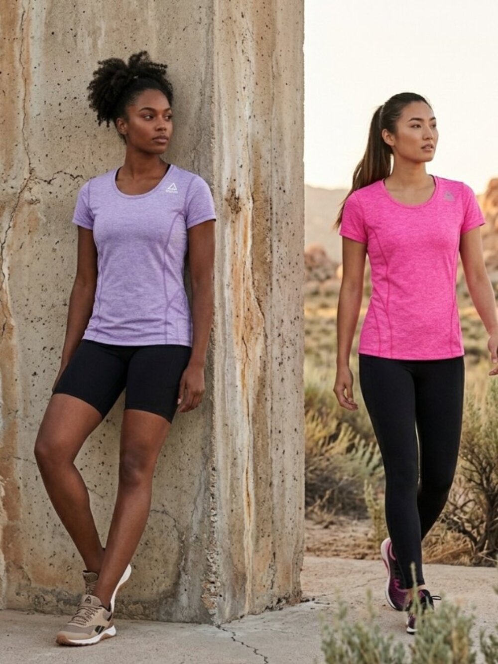 Bundle 2 Reebok Heather Lavender Fuchsia Activewear Performance Tops Size L Larg